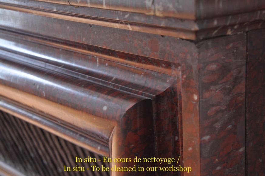 Cheminée ancienne de style Louis XIV en marbre Rouge Griotte Cheminée ancienne de style Louis XIV en marbre Rouge Griotte-7