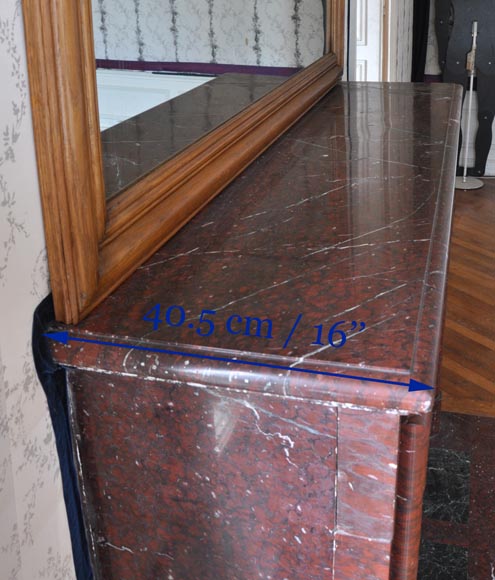 Cheminée ancienne de style Louis XIV en marbre Rouge Griotte Cheminée ancienne de style Louis XIV en marbre Rouge Griotte-8