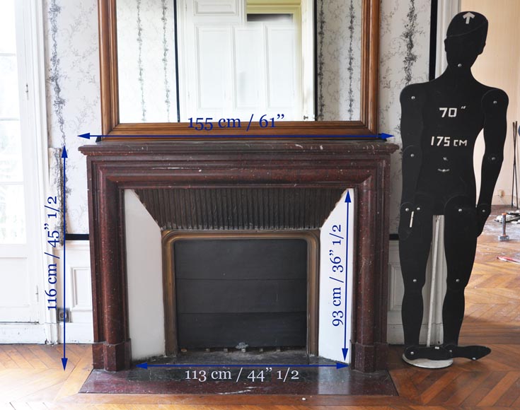 Cheminée ancienne de style Louis XIV en marbre Rouge Griotte Cheminée ancienne de style Louis XIV en marbre Rouge Griotte-9