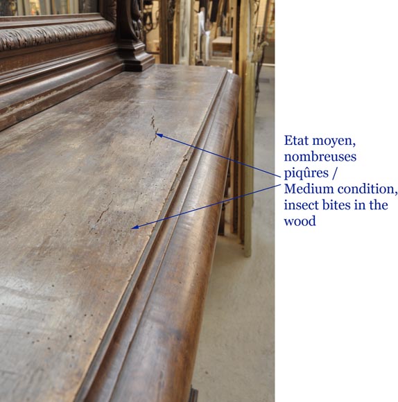 Cheminée ancienne en noyer au masque de Satyre Cheminée ancienne en noyer au masque de Satyre-8