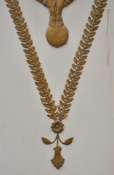 Double porte ancienne en chêne peint et doré à décor de Victoires Ailées et de miroirs Double porte ancienne en chêne peint et doré à décor de Victoires Ailées et de miroirs-3