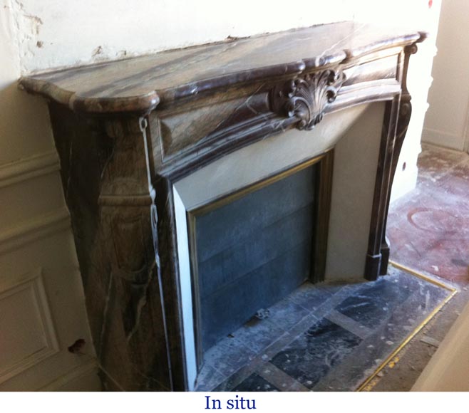 Cheminée ancienne de style Louis XV en marbre de Campan Rubané Cheminée ancienne de style Louis XV en marbre de Campan Rubané-8