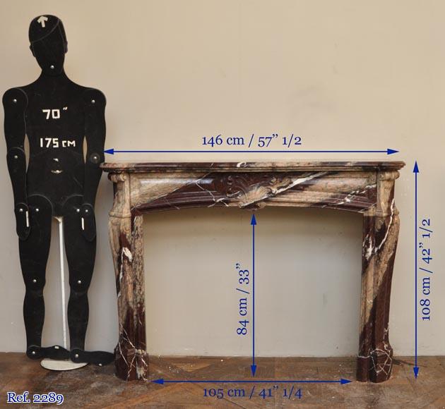 Cheminée ancienne de style Louis XV en marbre de Campan Rubané Cheminée ancienne de style Louis XV en marbre de Campan Rubané-10