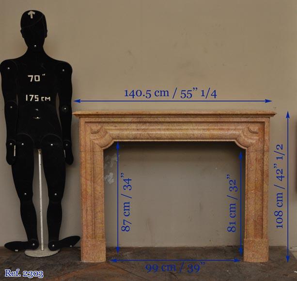 Cheminée ancienne de style Louis XIV en marbre Brocatelle Jaune Cheminée ancienne de style Louis XIV en marbre Brocatelle Jaune-8