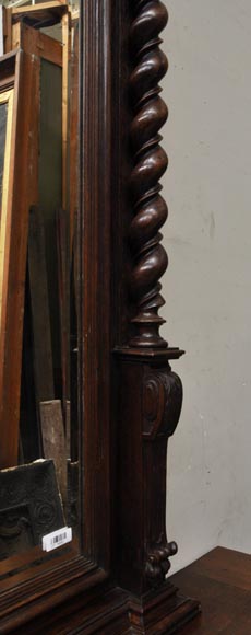 Grande cheminée en chêne de style Louis XIII avec trumeau à miroir Grande cheminée en chêne de style Louis XIII avec trumeau à miroir-7