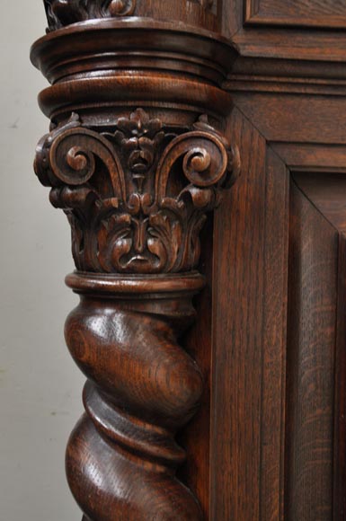 Grande cheminée en chêne de style Louis XIII avec trumeau à miroir Grande cheminée en chêne de style Louis XIII avec trumeau à miroir-14