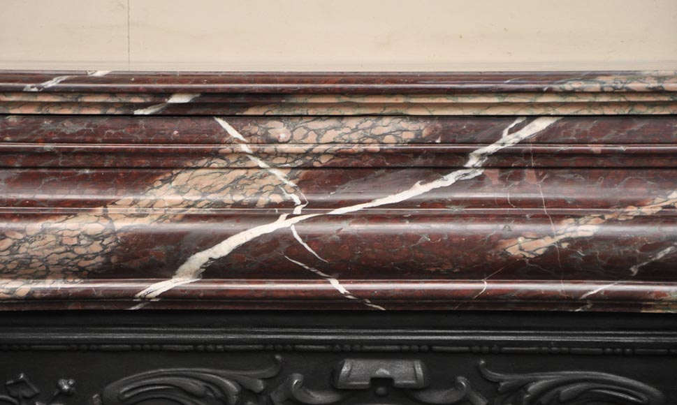 Cheminée ancienne de style Louis XIV en marbre de Campan Rubané Cheminée ancienne de style Louis XIV en marbre de Campan Rubané-1