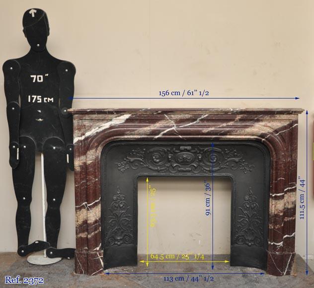 Cheminée ancienne de style Louis XIV en marbre de Campan Rubané Cheminée ancienne de style Louis XIV en marbre de Campan Rubané-9