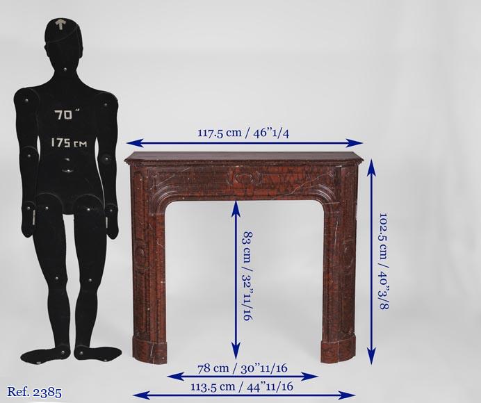 Cheminée ancienne de style Louis XV en marbre Rouge Griotte Cheminée ancienne de style Louis XV en marbre Rouge Griotte-12