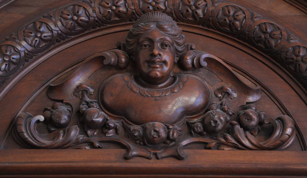 Grande cheminée ancienne de style Napoléon III en noyer Grande cheminée ancienne de style Napoléon III en noyer-3