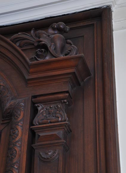 Grande cheminée ancienne de style Napoléon III en noyer Grande cheminée ancienne de style Napoléon III en noyer-4