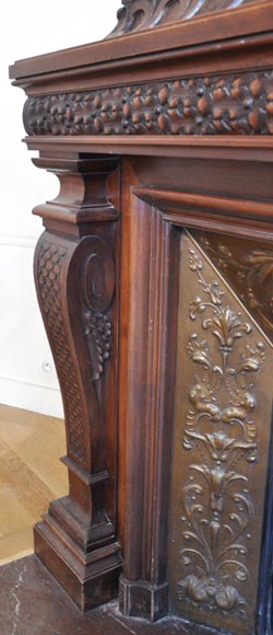 Grande cheminée ancienne de style Napoléon III en noyer Grande cheminée ancienne de style Napoléon III en noyer-9