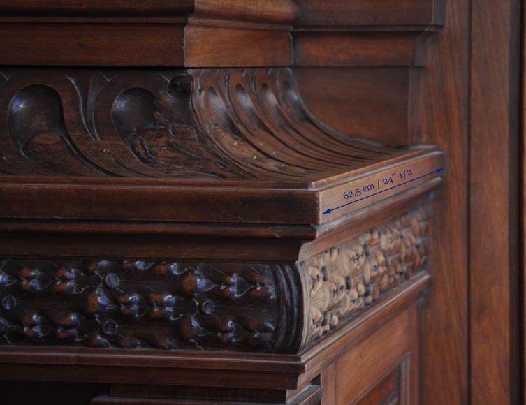 Grande cheminée ancienne de style Napoléon III en noyer Grande cheminée ancienne de style Napoléon III en noyer-12