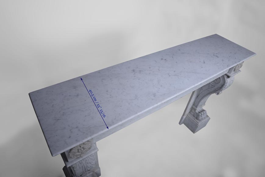 Cheminée ancienne de style Napoléon III à pattes de lions en marbre de Carrare Cheminée ancienne de style Napoléon III à pattes de lions en marbre de Carrare-9