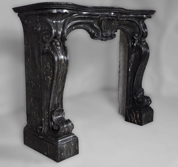 Cheminée ancienne de style Napoléon III en scagliola imitation marbre Portor Cheminée ancienne de style Napoléon III en scagliola imitation marbre Portor-3