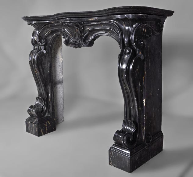 Cheminée ancienne de style Napoléon III en scagliola imitation marbre Portor Cheminée ancienne de style Napoléon III en scagliola imitation marbre Portor-7