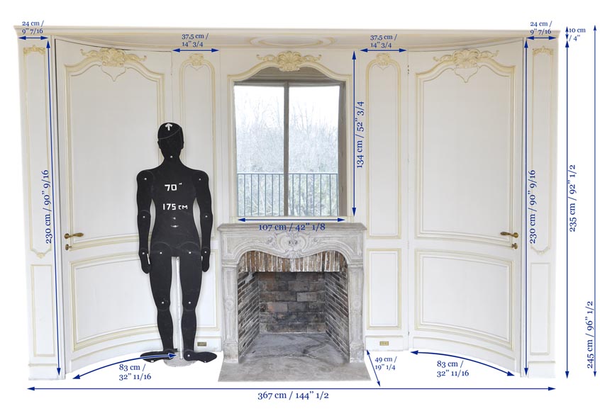 Bel élément de boiserie de style Louis XV avec cheminée en pierre du XVIIIè siècle Bel élément de boiserie de style Louis XV avec cheminée en pierre du XVIIIè siècle-24