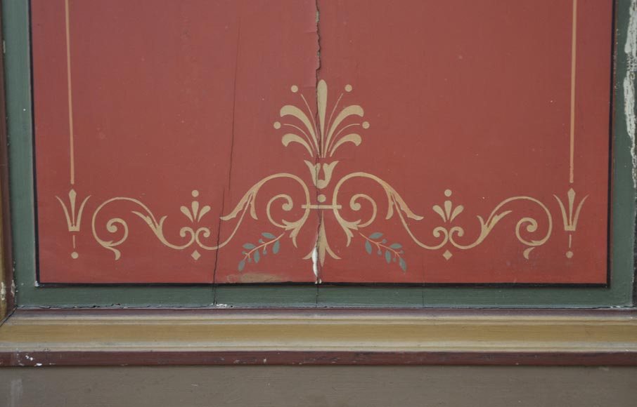 Double porte ancienne à décor floral peint Double porte ancienne à décor floral peint-2