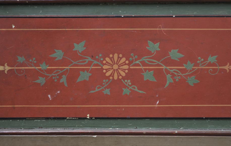 Double porte ancienne à décor floral peint Double porte ancienne à décor floral peint-3