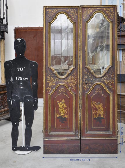 Belle double porte ancienne à décor de chinoiseries Belle double porte ancienne à décor de chinoiseries-11