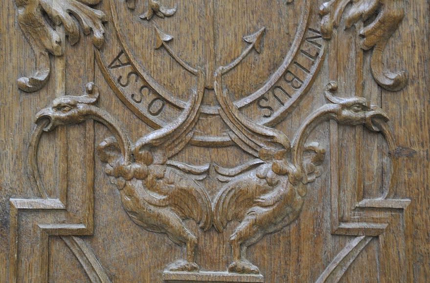 Fausse paire de portes anciennes en chêne sculpté du XIXè siècle Fausse paire de portes anciennes en chêne sculpté du XIXè siècle-3