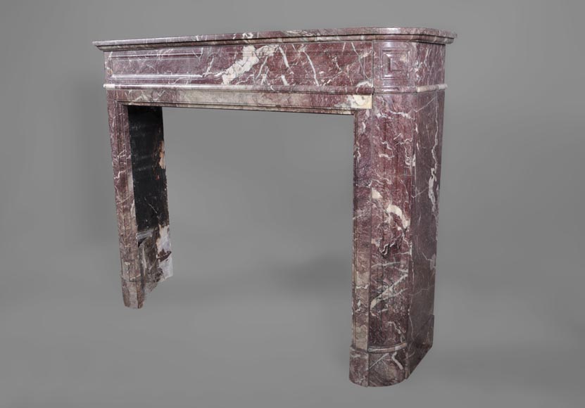 Belle cheminée ancienne de style Louis XVI à coins arrondis en marbre Violet de Villefranche Belle cheminée ancienne de style Louis XVI à coins arrondis en marbre Violet de Villefranche-5