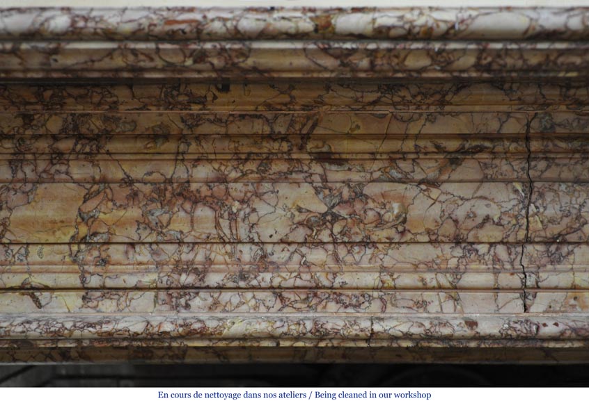 Belle cheminée ancienne de style Louis-Phillipe en marbre Brocatelle Belle cheminée ancienne de style Louis-Phillipe en marbre Brocatelle-1