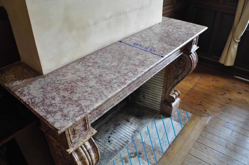 Belle cheminée ancienne de style Louis-Phillipe en marbre Brocatelle Belle cheminée ancienne de style Louis-Phillipe en marbre Brocatelle-11