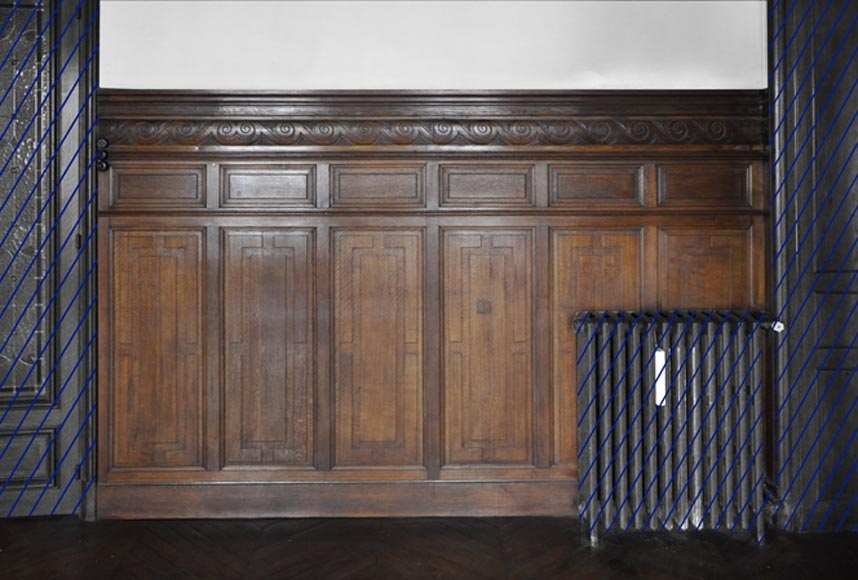 Ensemble de soubassements en bois de chêne à décor de frise de postes Ensemble de soubassements en bois de chêne à décor de frise de postes-0