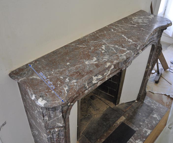 Cheminée ancienne de style Louis XV en marbre Rouge du Nord, XIXè siècle Cheminée ancienne de style Louis XV en marbre Rouge du Nord, XIXè siècle-7