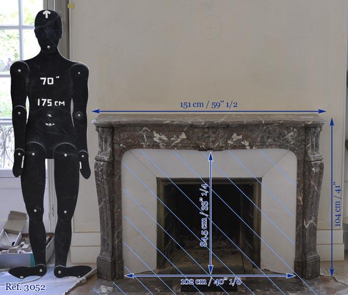 Cheminée ancienne de style Louis XV en marbre Rouge du Nord, XIXè siècle Cheminée ancienne de style Louis XV en marbre Rouge du Nord, XIXè siècle-8