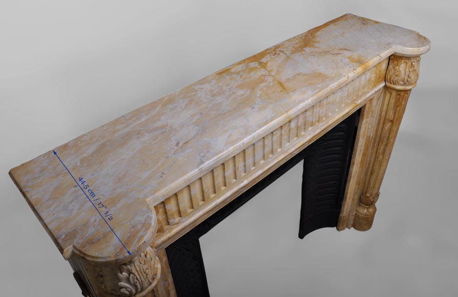 Belle cheminée ancienne de style Louis XVI à demi-colonnes en marbre Jaune de Sienne Belle cheminée ancienne de style Louis XVI à demi-colonnes en marbre Jaune de Sienne-10