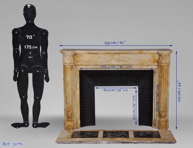 Belle cheminée ancienne de style Louis XVI à demi-colonnes en marbre Jaune de Sienne Belle cheminée ancienne de style Louis XVI à demi-colonnes en marbre Jaune de Sienne-11