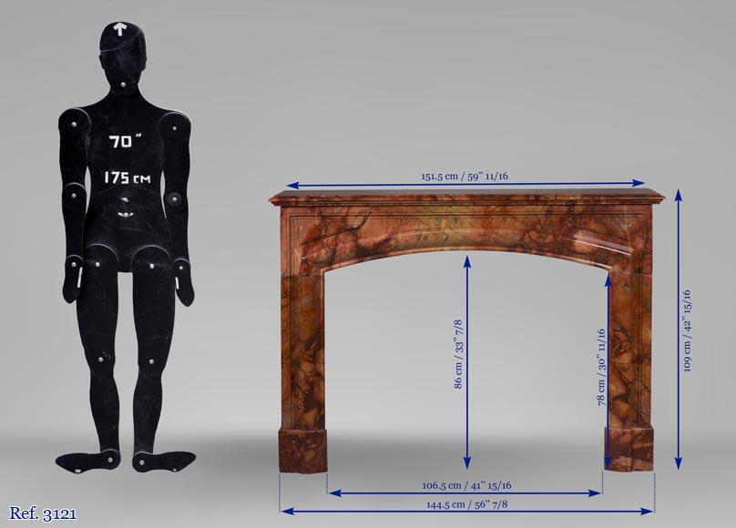 Cheminée ancienne de style Louis XIV à boudin en Brèche Sanguine d'Algérie Cheminée ancienne de style Louis XIV à boudin en Brèche Sanguine d'Algérie-10