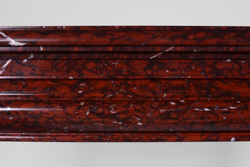 Cheminée ancienne de style Louis XIV en marbre Rouge Griotte avec son intérieur en fonte Cheminée ancienne de style Louis XIV en marbre Rouge Griotte avec son intérieur en fonte-1