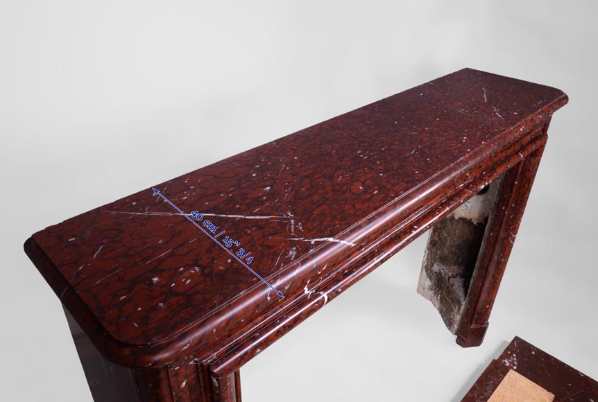 Cheminée ancienne de style Louis XIV en marbre Rouge Griotte avec son intérieur en fonte Cheminée ancienne de style Louis XIV en marbre Rouge Griotte avec son intérieur en fonte-9