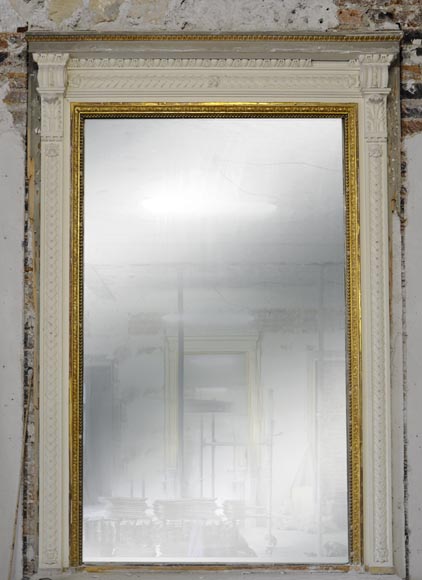 Grande cheminée de style Louis XVI en marbre Blanc de Carrare avec son intérieur en fonte et son trumeau Grande cheminée de style Louis XVI en marbre Blanc de Carrare avec son intérieur en fonte et son trumeau-11