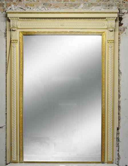 Grande cheminée de style Louis XVI en marbre Blanc de Carrare avec son intérieur en fonte et son trumeau Grande cheminée de style Louis XVI en marbre Blanc de Carrare avec son intérieur en fonte et son trumeau-10