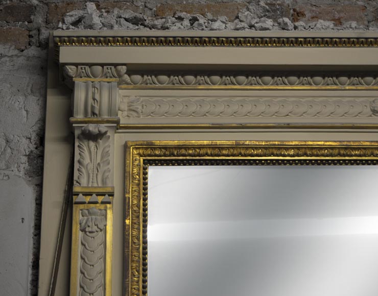 Grande cheminée de style Louis XVI en marbre Blanc de Carrare avec son intérieur en fonte et son trumeau Grande cheminée de style Louis XVI en marbre Blanc de Carrare avec son intérieur en fonte et son trumeau-13