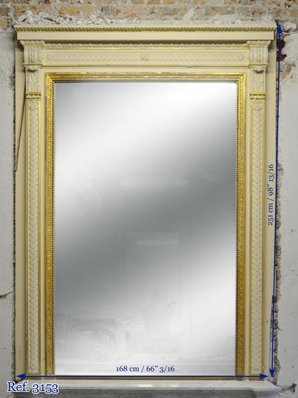Grande cheminée de style Louis XVI en marbre Blanc de Carrare avec son intérieur en fonte et son trumeau Grande cheminée de style Louis XVI en marbre Blanc de Carrare avec son intérieur en fonte et son trumeau-18