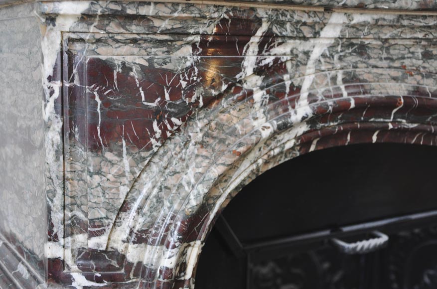 Belle cheminée ancienne de style Régence en marbre Campan Grand Mélange, XIXè siècle Belle cheminée ancienne de style Régence en marbre Campan Grand Mélange, XIXè siècle-5