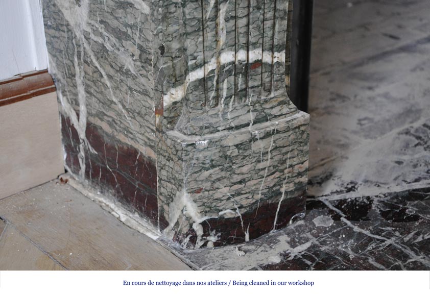 Belle cheminée ancienne de style Régence en marbre Campan Grand Mélange, XIXè siècle Belle cheminée ancienne de style Régence en marbre Campan Grand Mélange, XIXè siècle-7