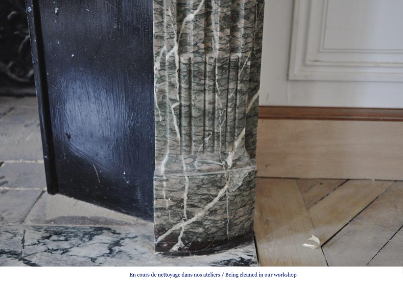 Belle cheminée ancienne de style Régence en marbre Campan Grand Mélange, XIXè siècle Belle cheminée ancienne de style Régence en marbre Campan Grand Mélange, XIXè siècle-10