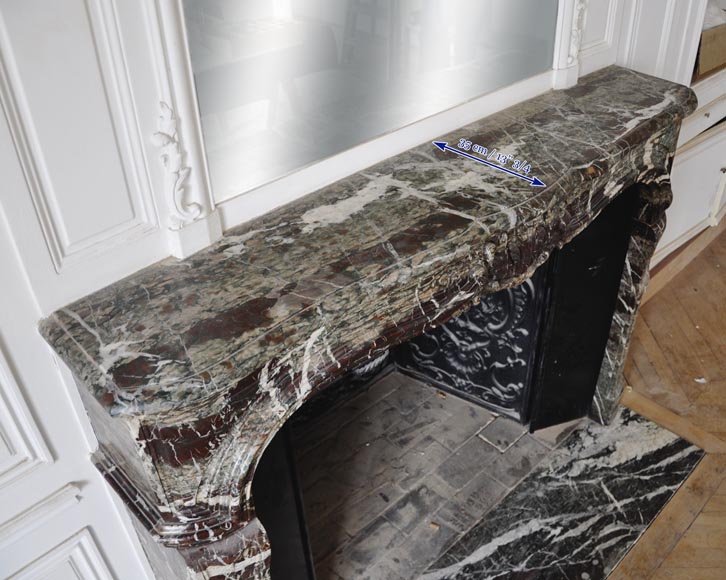 Belle cheminée ancienne de style Régence en marbre Campan Grand Mélange, XIXè siècle Belle cheminée ancienne de style Régence en marbre Campan Grand Mélange, XIXè siècle-14