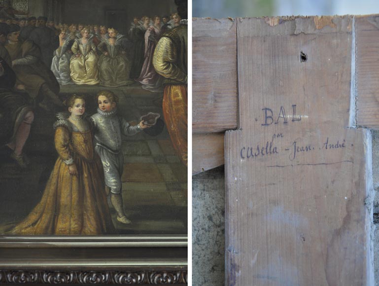 Importante cheminée ancienne en noyer sculpté et huile sur toile du XVIIè siècle d'après Giovanni Andrea CASELLA  Importante cheminée ancienne en noyer sculpté et huile sur toile du XVIIè siècle d'après Giovanni Andrea CASELLA -4