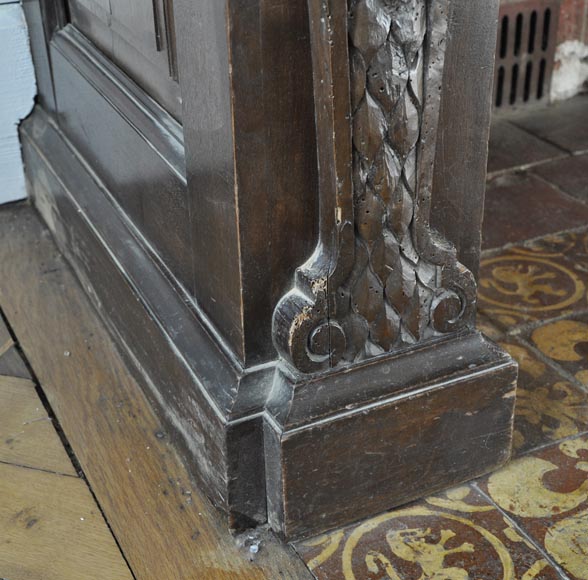 Importante cheminée ancienne en noyer sculpté et huile sur toile du XVIIè siècle d'après Giovanni Andrea CASELLA  Importante cheminée ancienne en noyer sculpté et huile sur toile du XVIIè siècle d'après Giovanni Andrea CASELLA -11