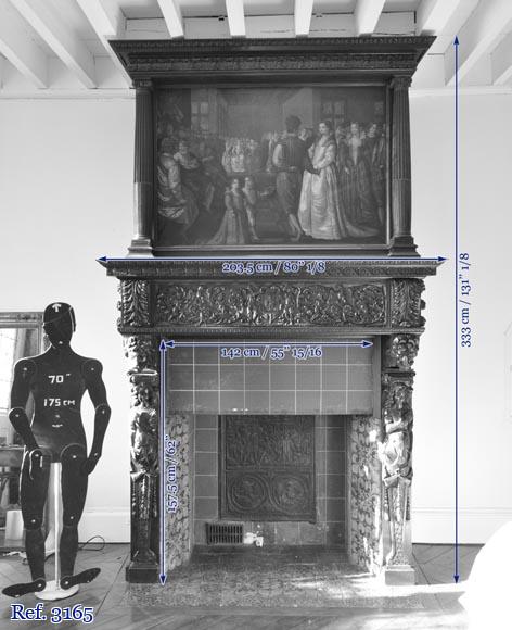 Importante cheminée ancienne en noyer sculpté et huile sur toile du XVIIè siècle d'après Giovanni Andrea CASELLA  Importante cheminée ancienne en noyer sculpté et huile sur toile du XVIIè siècle d'après Giovanni Andrea CASELLA -17