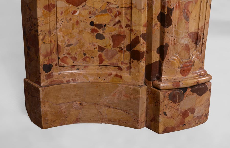 Rare cheminée ancienne d'époque Régence en Brèche d'Alep avec son jeu de fontes  Rare cheminée ancienne d'époque Régence en Brèche d'Alep avec son jeu de fontes -5