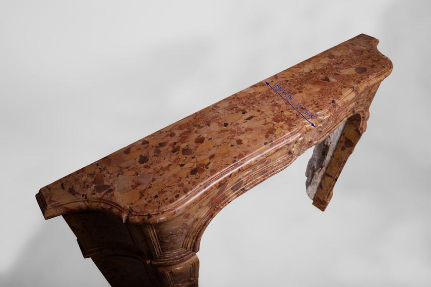 Rare cheminée ancienne d'époque Régence en Brèche d'Alep avec son jeu de fontes  Rare cheminée ancienne d'époque Régence en Brèche d'Alep avec son jeu de fontes -9