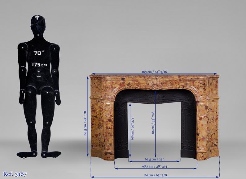 Rare cheminée ancienne d'époque Régence en Brèche d'Alep avec son jeu de fontes  Rare cheminée ancienne d'époque Régence en Brèche d'Alep avec son jeu de fontes -10